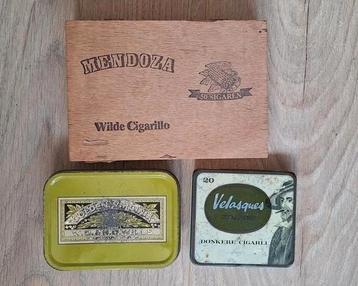 Oude sigarenblikjes en sigarendoosje Velasques Mendoza  beschikbaar voor biedingen