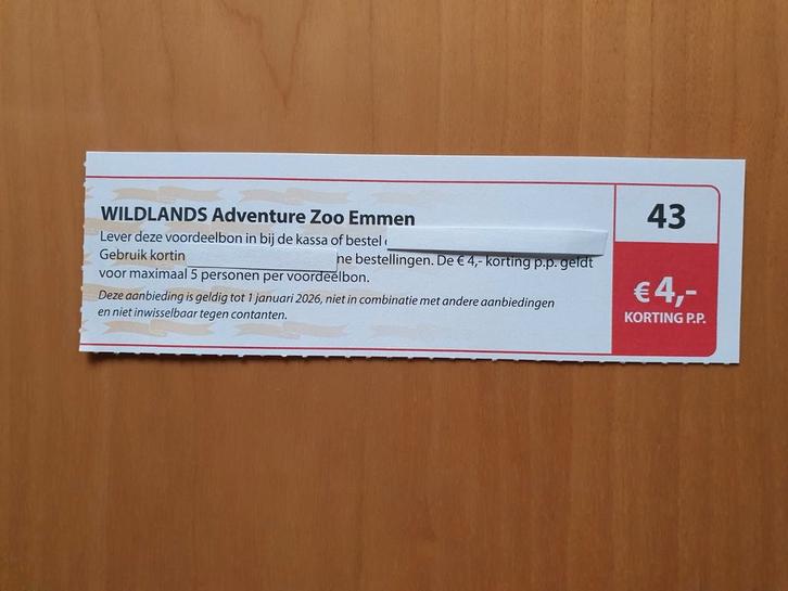 WILDLANDS Adventure Zoo Emmen €4,- korting p.p., Tickets en Kaartjes, Recreatie | Dierentuinen, Drie personen of meer, Kortingskaart