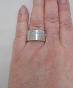 Zilveren massieve LOOK! ring met stenen maat 18,2 nr.1168, 18 tot 19, Verzenden, Zo goed als nieuw, Dame