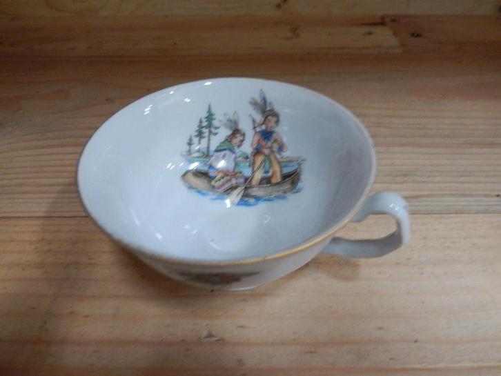 Vintage kom en schotel met Indianen motief – ROQUI, Antiek en Kunst, Antiek | Servies los, Ophalen of Verzenden
