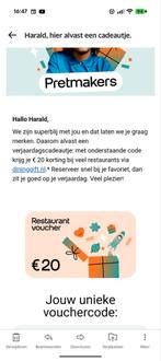 20 euro dinner / lunch bon over te nemen voor 10 euro, Tickets en Kaartjes, Kortingen en Cadeaubonnen, Twee personen, Kortingsbon