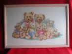 Schilderij geborduurd met Beren familie, Ophalen of Verzenden, Nieuw, Wanddecoratie
