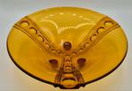 Art Nouveau Amberkleurige schaal op voetjes 30 cm doorsnede, Ophalen of Verzenden