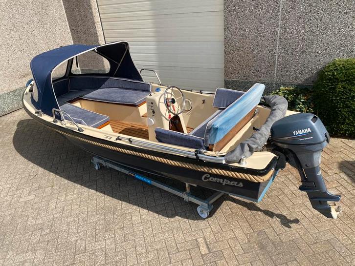 Prachtige Compas 470 sloep incl Yamaha 8 pk, Watersport en Boten, Sloepen, 10 tot 30 pk, 3 tot 6 meter, Buitenboordmotor, Benzine