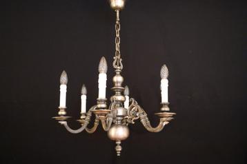 Oude franse kroonluchter zilver vernikkeld 6 lichtpunten beschikbaar voor biedingen