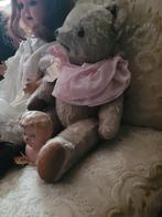 Antieke beer met glazen ogen stro gevuld foto 1 en 2, Antiek en Kunst, Antiek | Speelgoed, Ophalen of Verzenden