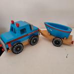 Houten Auto met Boot - Strandredding, Ophalen of Verzenden, Zo goed als nieuw, Duw- of Trekspeelgoed
