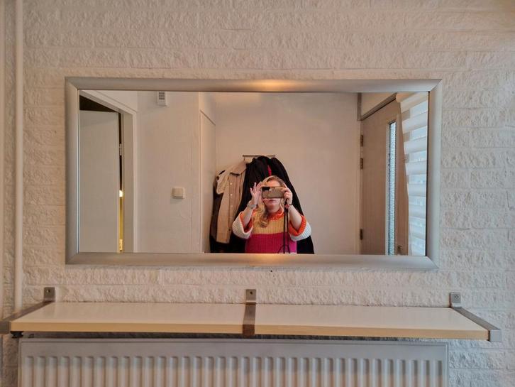 Mooie spiegel met zilveren rand (120x60cm), Huis en Inrichting, Woonaccessoires | Spiegels, Gebruikt, 100 tot 125 cm, Minder dan 100 cm