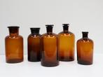 Grote bruine apotheker flessen set van 5, Huis en Inrichting, Woonaccessoires | Vazen, Niet bekend, Overige kleuren, Minder dan 50 cm