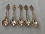 Vijf verzilverde theelepeltjes met een schip, Ophalen of Verzenden