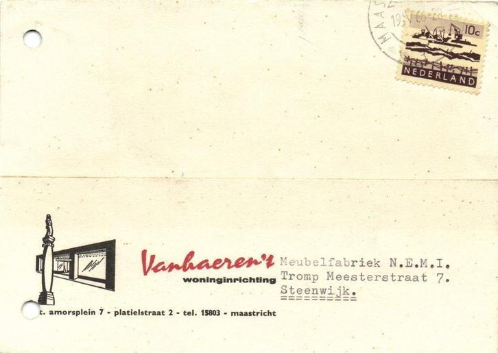 Verhaeren s woninginrichting - Maastricht - 04.1966 - briefk, Postzegels en Munten, Brieven en Enveloppen | Nederland, Envelop