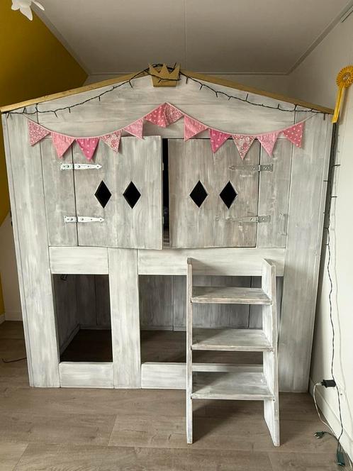 Steigerhouten boomhutbed, Kinderen en Baby's, Kinderkamer | Stapelbedden en Hoogslapers, Gebruikt, Hoogslaper, Ophalen