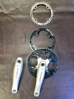 Shimano crankstel met meerdere tandwielen, Fietsen en Brommers, Fietsonderdelen, Crankstel of Pedalen, Gebruikt, Shimano, Mountainbike