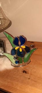 Vintage glas & lood waxinelichthouder., Antiek en Kunst, Antiek | Glas en Kristal, Ophalen of Verzenden