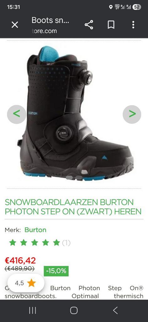 Burton Photon Step On Snowboardlaarzen - Zwart Heren maat 45, Sport en Fitness, Snowboarden, Zo goed als nieuw, Snowboots, Ophalen of Verzenden
