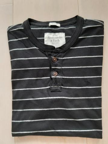 Abercrombie & Fitch zwart grijs gestreepte t-shirt maat L beschikbaar voor biedingen