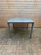 Te koop! Tuintafel met glazen plaat, Ophalen, Gebruikt, Rechthoekig, Hout