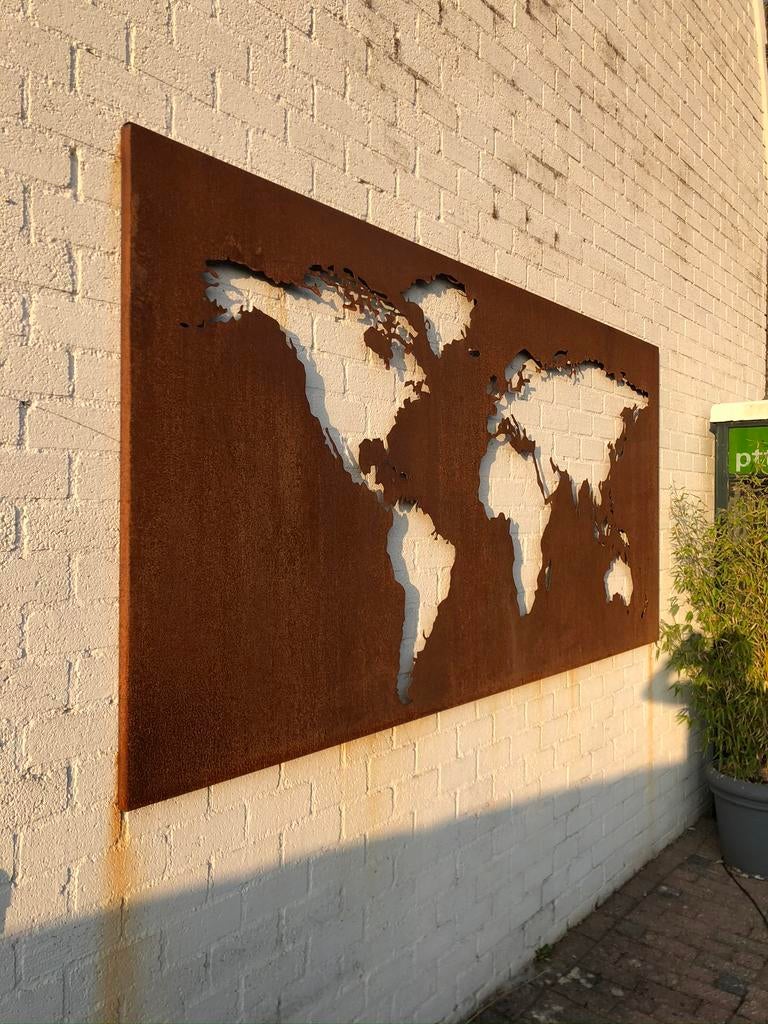 Vuurton van Cortensstaal en/of wereldkaart klein -, Ophalen of Verzenden, Gebruikt, Vuurton