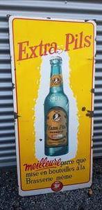Groot extra pils emaillen bier reclame decoratie bord, Verzamelen, Merken en Reclamevoorwerpen, Ophalen, Gebruikt, Reclamebord