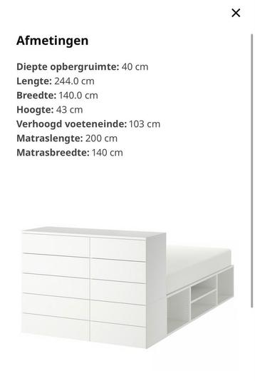 Ikea platsa bedframe 140x200 met lades