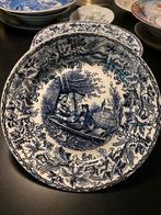 6 blauwe borden societe ceramique, Ophalen of Verzenden