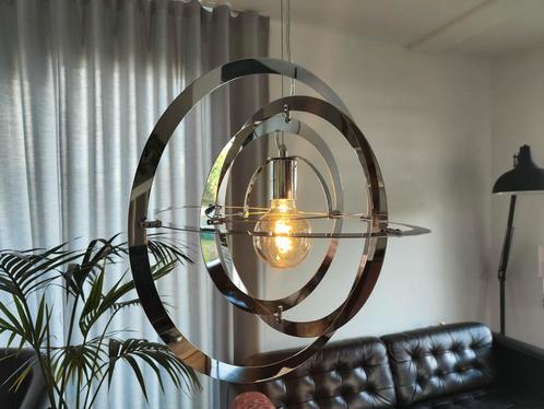 Retro Saturnus /Atomic hanglamp Chrome space age 48cm diam., Huis en Inrichting, Lampen | Hanglampen, Gebruikt, Minder dan 50 cm