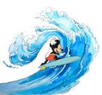 Mickey Mouse behang Surfing, Vliesbehang, Muurdeco4kids, Nieuw, Wanddecoratie, Verzenden