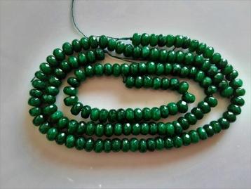 Jade facet rondel kraal donkergroen circa 4-5x8 mm beschikbaar voor biedingen