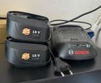 2x Bosch accu + lader 18V 1,5Ah, Gebruikt, Ophalen of Verzenden