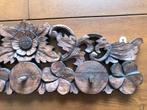 Handgesneden houten kapstok met 5 ophangpunten, Ophalen of Verzenden, Gebruikt