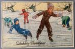 Winter kinderen schaatsen, Illustrator Hannie Holt, Verzamelen, Ansichtkaarten | Themakaarten, Ophalen of Verzenden, Gelopen, Kinderen