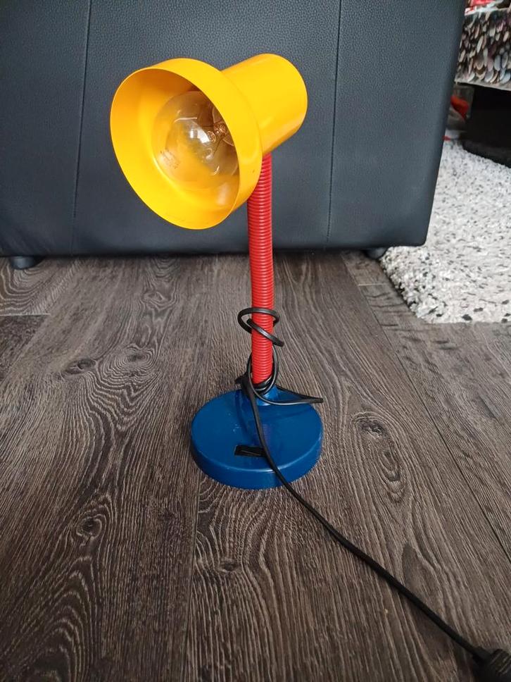 Retro Bureaulamp - Geel, Rood, Blauw, Huis en Inrichting, Lampen | Vloerlampen, Gebruikt, Minder dan 100 cm, Kunststof, Ophalen of Verzenden