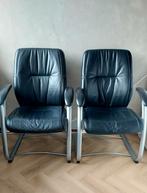 Zwarte vergaderstoelen fauteuil, Ophalen, Zwart, Leer, Zo goed als nieuw
