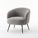 Laura fauteuil zwart stof teddy steel | Webshop, Nieuw, Ophalen of Verzenden, Metaal, 75 tot 100 cm
