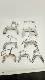 7 gave antiek zilveren tassenbeugels met ketting er aan., Antiek en Kunst, Antiek | Goud en Zilver, Verzenden, Zilver