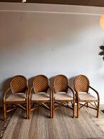 4 rotan stoelen vintage, Huis en Inrichting, Stoelen, Ophalen, Bruin, ?, Zo goed als nieuw