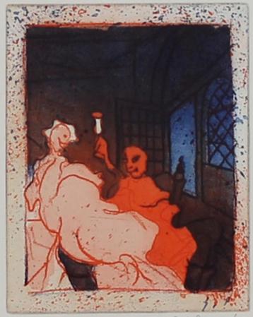 Ronald Tolman(1948)Kleuren Ets"Moenen Nijmegen " Ges Gen Ged beschikbaar voor biedingen