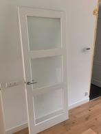 Mooie massief houten binnendeur met 3 glasplaten, Doe-het-zelf en Verbouw, Deuren en Horren, Ophalen, Gebruikt, 80 tot 100 cm