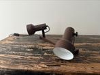 Spots 2 stuks d-bruin metalen lamp/ vintage, Plafondspot of Wandspot, Vintage, Ophalen of Verzenden, Zo goed als nieuw