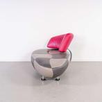 1x Leolux Kikko Chaise Lounge Antraciet/Grijs/Roze - Leer, Niet ingevuld, Niet ingevuld, Ophalen of Verzenden, Zo goed als nieuw