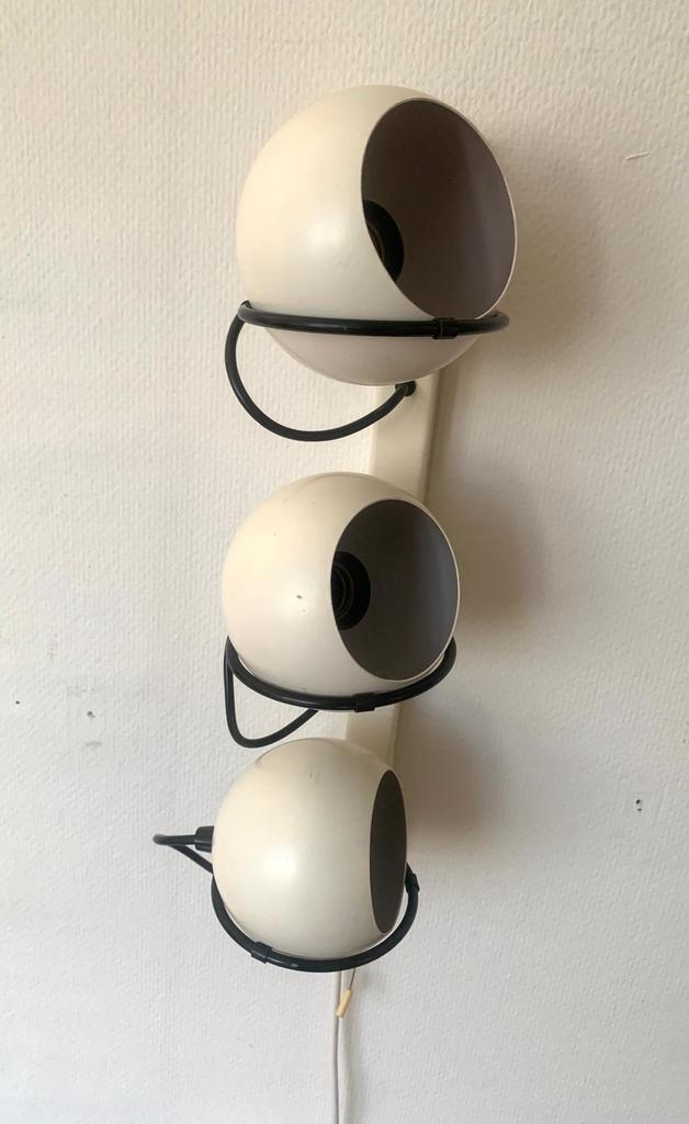 Vintage Retro Design Space Age Gepo Bollen Eyeball Wandlamp, Huis en Inrichting, Lampen | Wandlampen, Gebruikt, Metaal, Ophalen