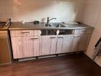RVS Aanrechtblad met Dubbele Wasbak - 211x60cm, Huis en Inrichting, Ophalen, Gebruikt, 200 cm of meer, Minder dan 100 cm