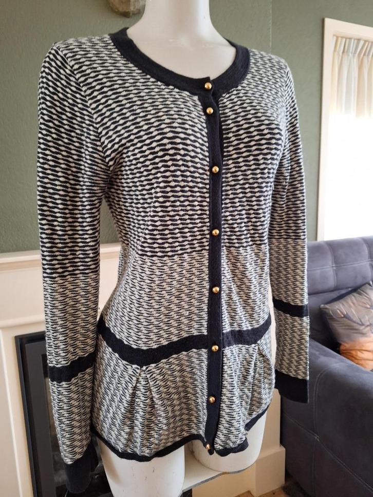 Caroline Biss zwart wit cardigan vest L 42 Gratis Verzenden, Kleding | Dames, Truien en Vesten, Gedragen, Maat 42/44 (L), Zwart