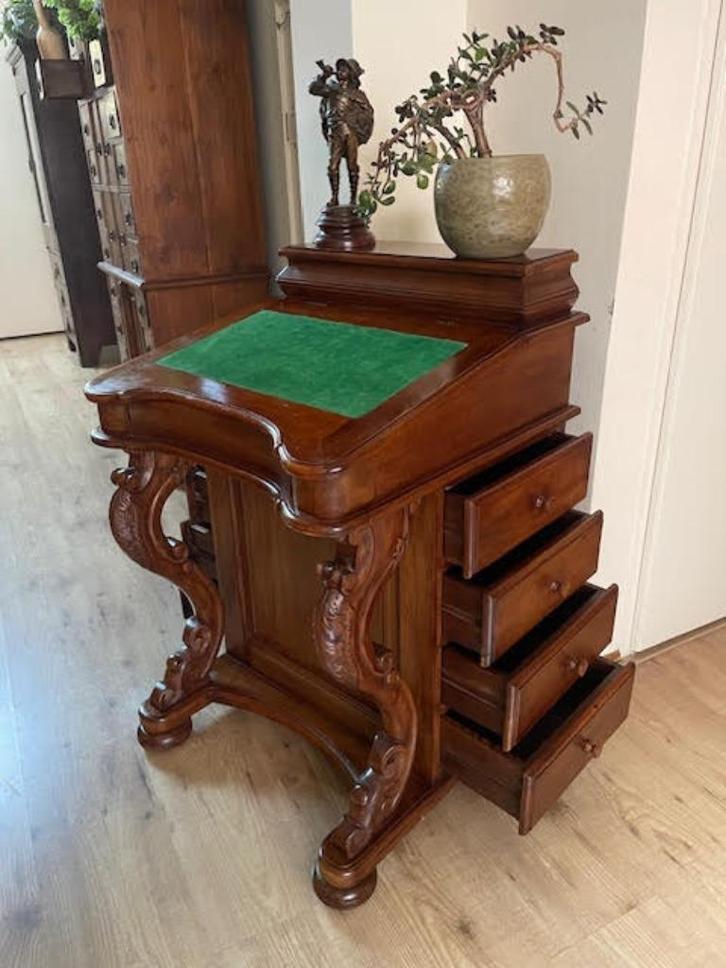 Antiek schrijfbureau, Davenport secretaire, kastje 16 lades, Antiek en Kunst, Antiek | Meubels | Kasten, Ophalen