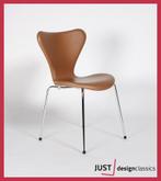 Fritz Hansen Series 7 Vlinderstoel Cognac Leder (vooraad:4), Huis en Inrichting, Stoelen, Zo goed als nieuw, Bruin, Metaal