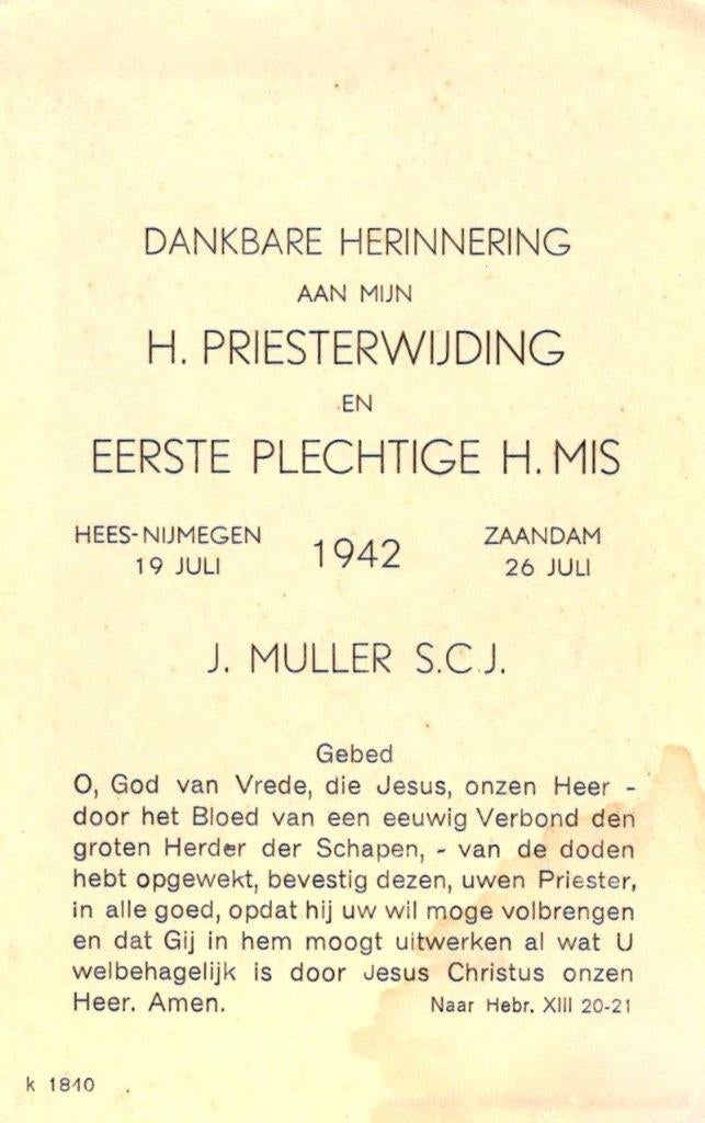 Muller J. Hees-Nijmegen 1942 Zaandam, Ophalen of Verzenden