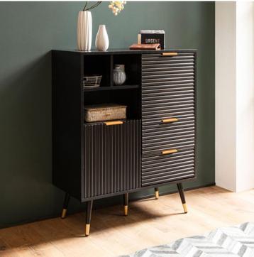 wandkast zwart eiken decor met lamellen NIEUW VOORRAAD beschikbaar voor biedingen