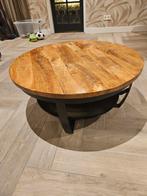 Mooie salontafel met houten blad en metalen frame, Ophalen, 50 tot 100 cm, Rond, 50 tot 100 cm