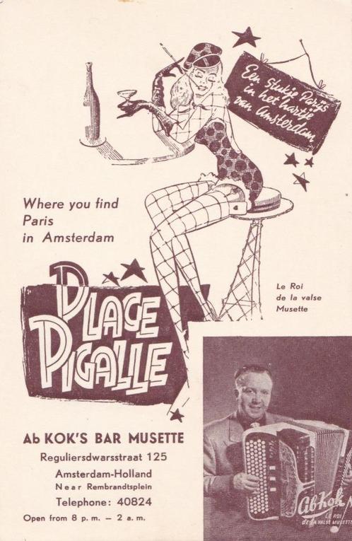 PLACE PIGALLE AB KOK Reguliersdwarsstraat jaren 50 Ansicht, Verzamelen, Ansichtkaarten | Nederland, Ongelopen, Noord-Holland, 1940 tot 1960