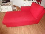 chaise longue bank rood ribstof, Minder dan 150 cm, Eenpersoons, Zo goed als nieuw, Ophalen